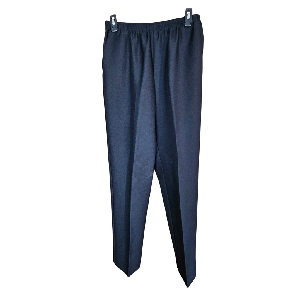 Alfred Dunner Pants Women 8P Black Straight Leg Elastic Waist Petite Excellent
